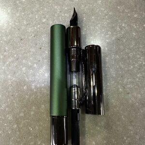 Montverde Ritma Fountain Pen in Anodized Green.  Has a medium nib.